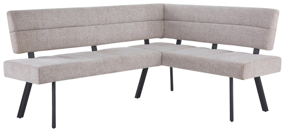 ECKBANK Metall, Textil Beige  - Beige/Schwarz, Konventionell, Textil/Metall (190/150cm) - MID.YOU
