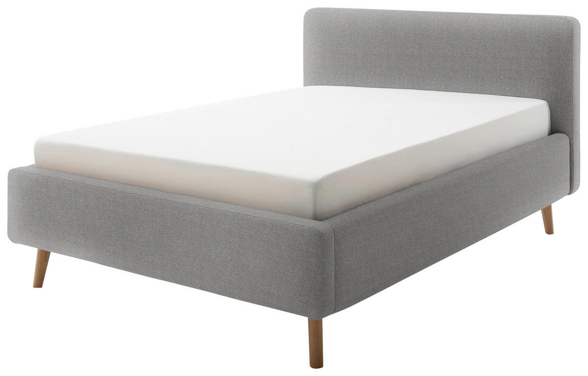 POLSTERBETT 140/200 cm  in Grau  - Eichefarben/Grau, Design, Holz/Textil (140/200cm) - Xora
