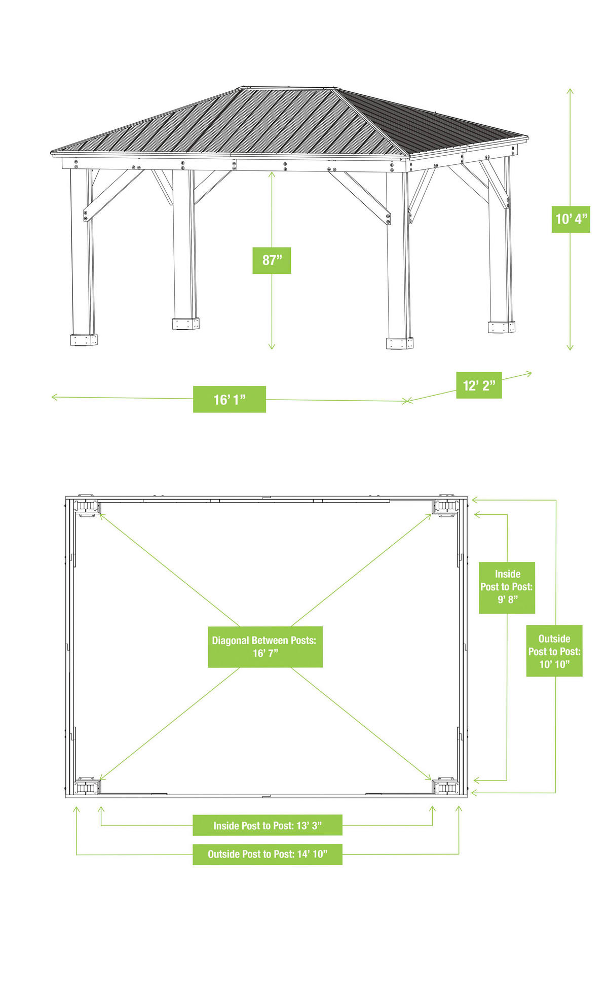 PAVILLON 490/315/371 cm   - Bronzefarben/Mokka, Basics, Holz/Metall (490/315/371cm)