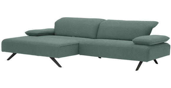 ECKSOFA in Flachgewebe Türkis  - Türkis/Anthrazit, Design, Textil/Metall (166/280cm) - Ambiente