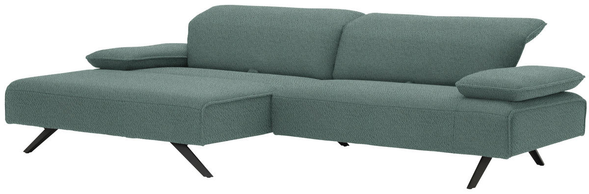 ECKSOFA in Flachgewebe Türkis  - Türkis/Anthrazit, Design, Textil/Metall (166/280cm) - Johann Jakob