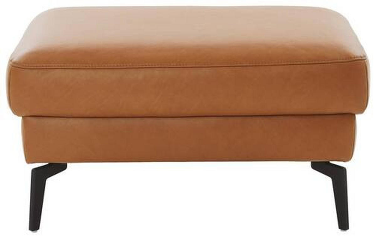 3-SITZER-SOFA in Echtleder Cognac  - Cognac/Schwarz, Design, Leder/Metall (224/88/100cm) - Valdera