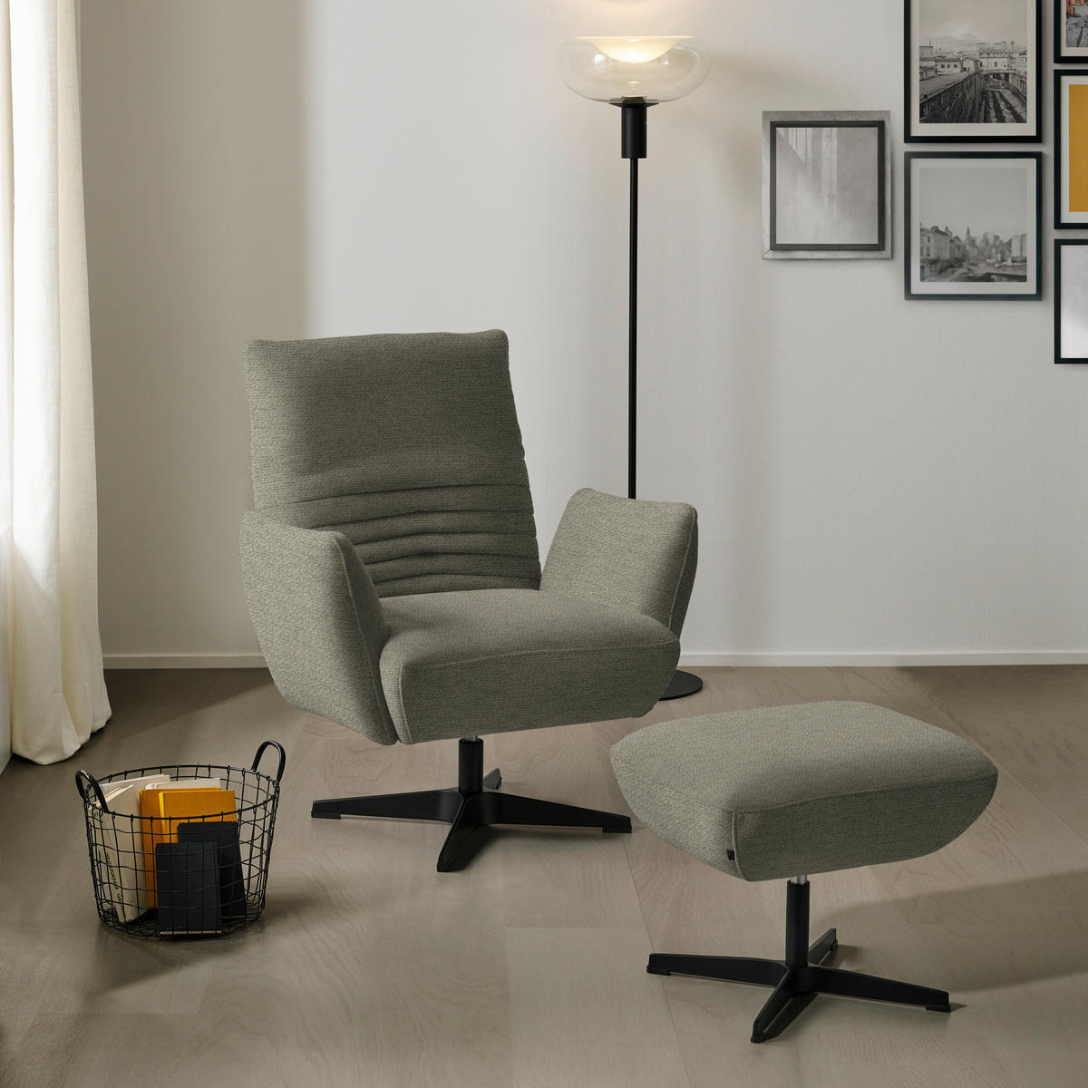 SESSEL in Chenille Graubraun  - Graubraun/Schwarz, Design, Textil/Metall (60/94/86cm) - Dieter Knoll