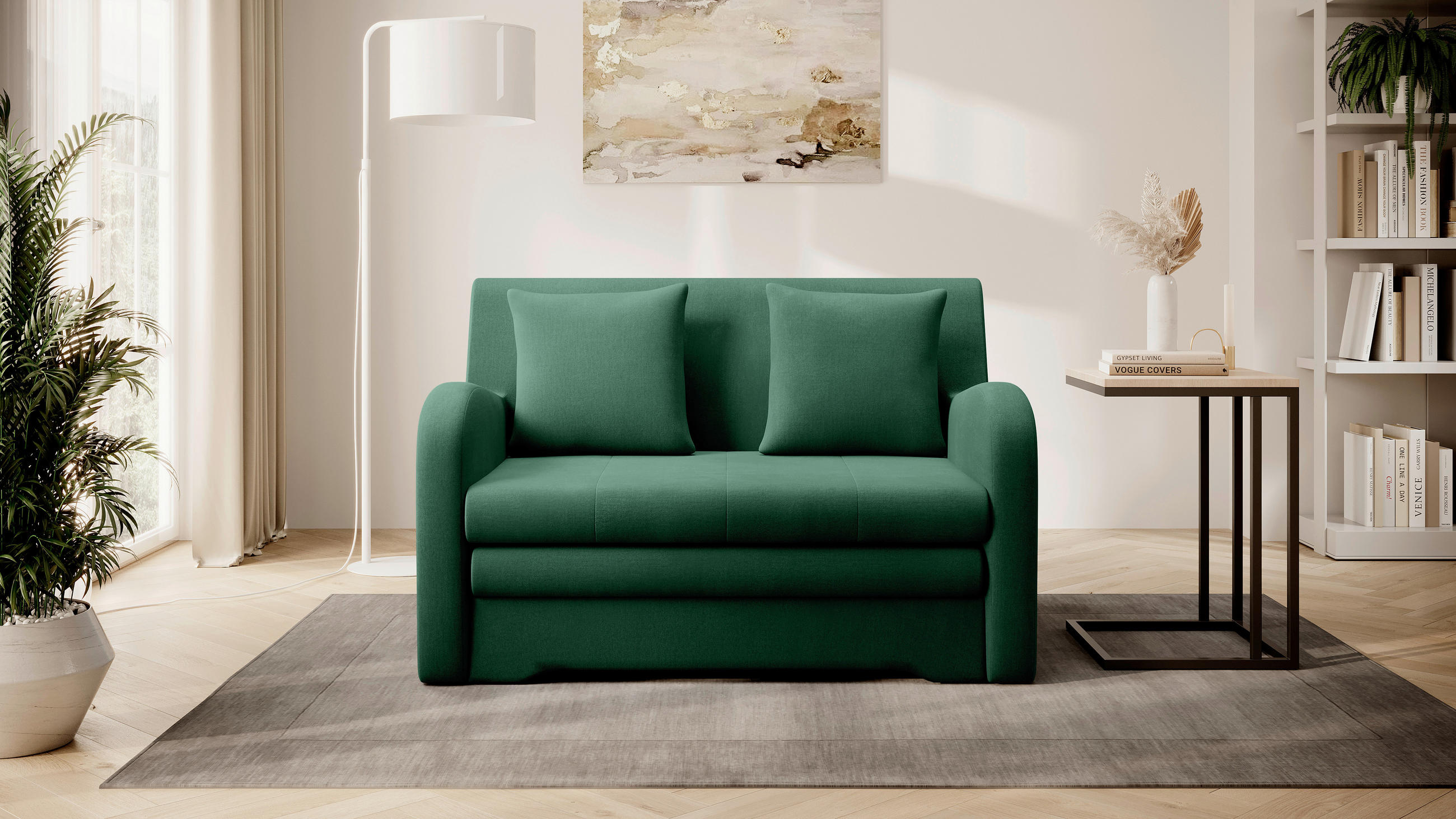 SCHLAFSOFA Samt Grün  - Schwarz/Grün, Design, Kunststoff/Textil (244/97/97cm) - MID.YOU
