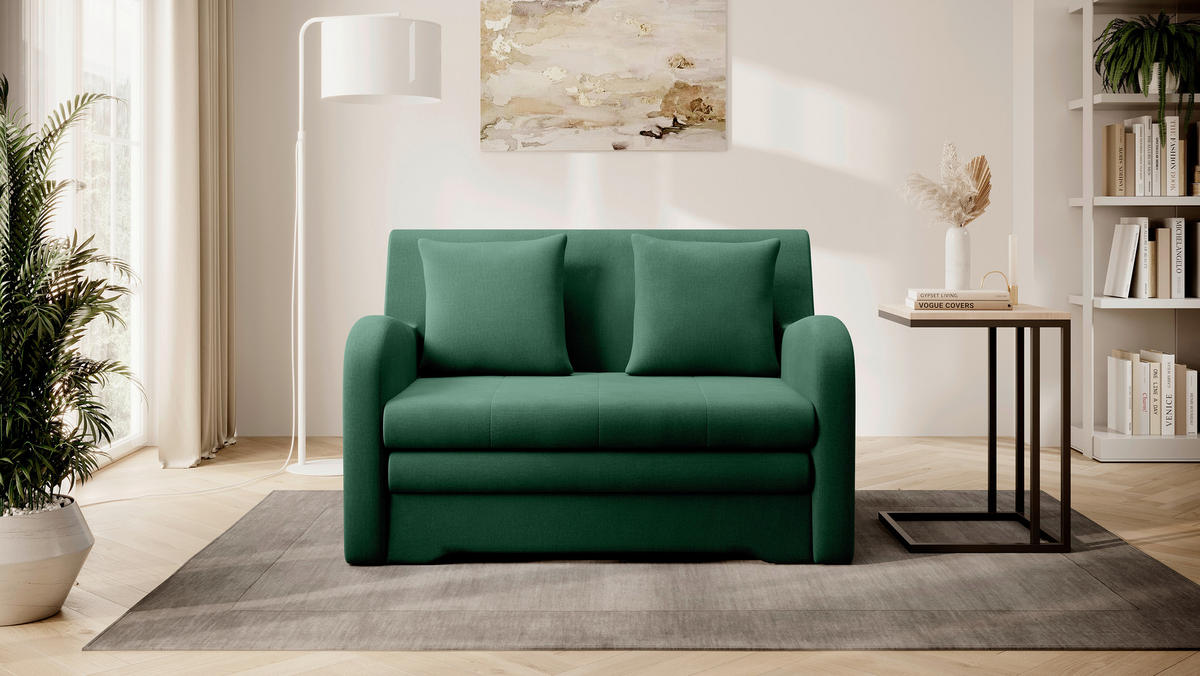 SCHLAFSOFA Samt Grün  - Schwarz/Grün, Design, Kunststoff/Textil (244/97/97cm) - MID.YOU