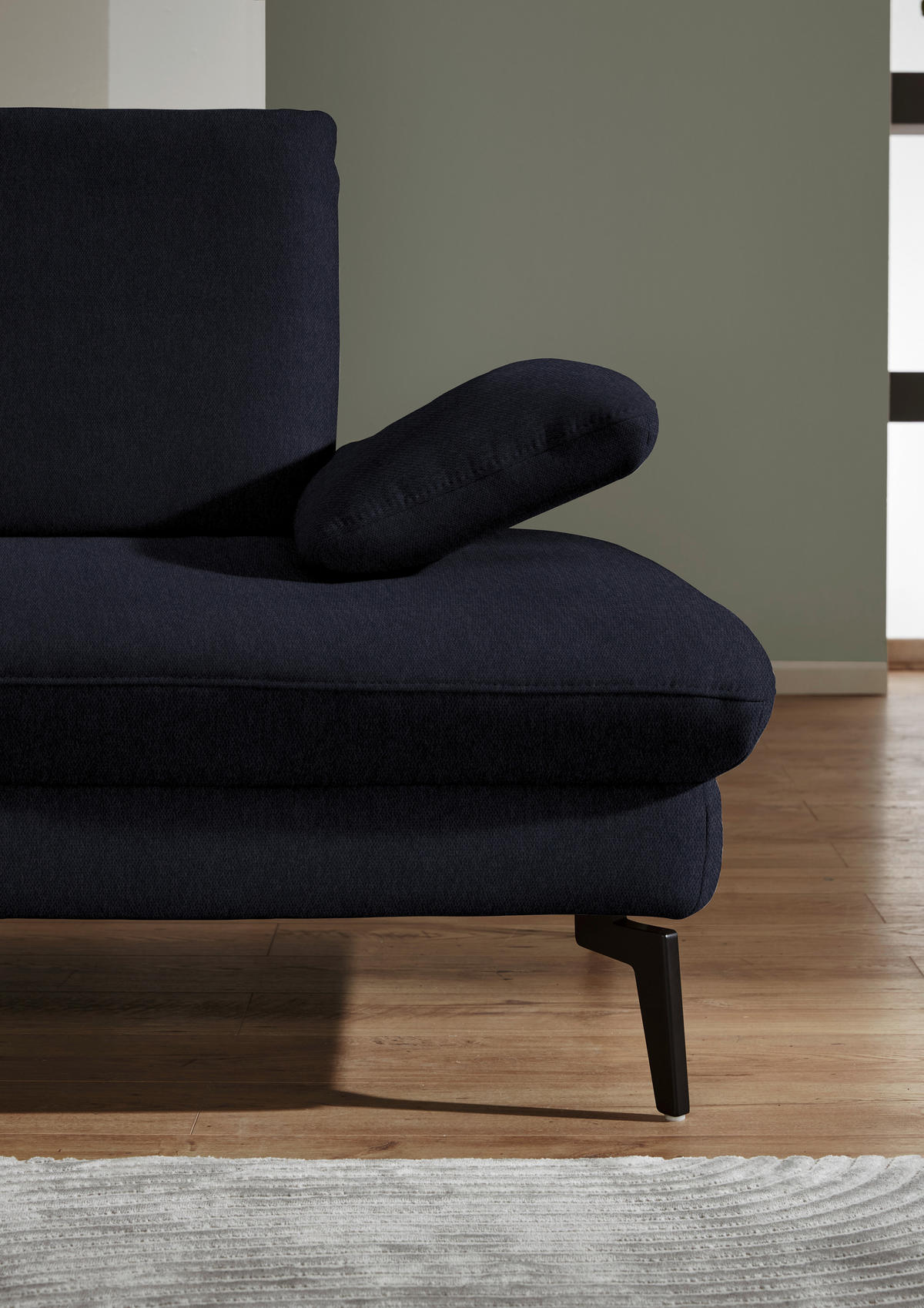 ECKSOFA in Chenille, Mikrofaser Schwarz  - Schwarz, Design, Textil/Metall (157/299cm) - Dieter Knoll