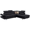 ECKSOFA Lederlook Kombination Echtleder/Lederlook Schwarz  - Chromfarben/Schwarz, Design, Leder/Textil (265/212cm) - Stylife