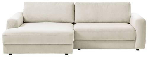 ECKSOFA in Cord Creme - Creme/Schwarz, Modern, Textil (176/250cm) - Trendmanufaktur
