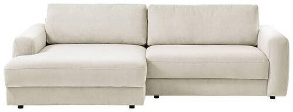 ECKSOFA in Cord Creme  - Creme/Schwarz, Modern, Textil (176/250cm) - Trendmanufaktur