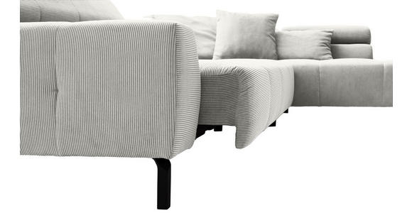 ECKSOFA Weiß Cord  - Schwarz/Weiß, KONVENTIONELL, Textil/Metall (311/219cm) - Hom`in