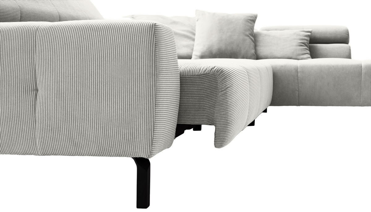 ECKSOFA in Cord Weiss  - Weiss/Schwarz, Konventionell, Textil/Metall (311/219cm) - Hom`in