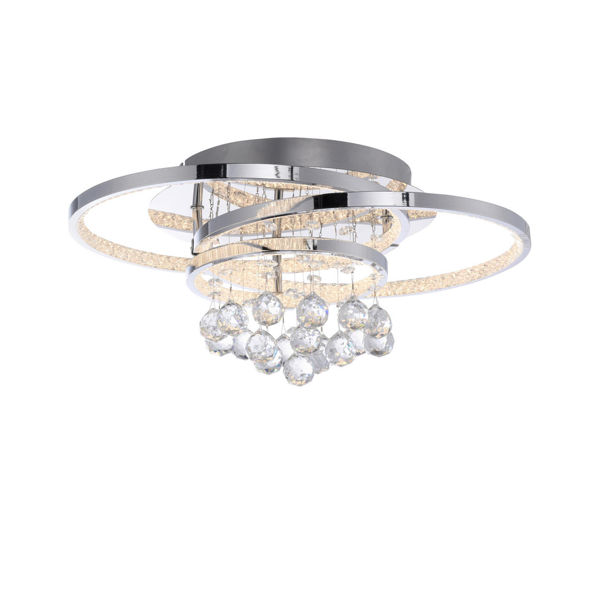LED-DECKENLEUCHTE Rotazo 45/33/22 cm  - Chromfarben, Design, Glas/Metall (45/33/22cm)