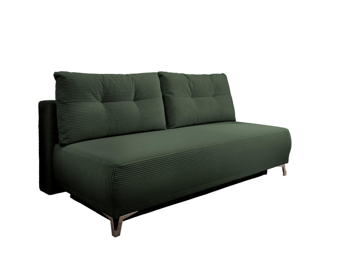 SCHLAFSOFA in Cord Grün  - Chromfarben/Grün, Modern, Textil/Metall (198/90/100cm) - Livetastic