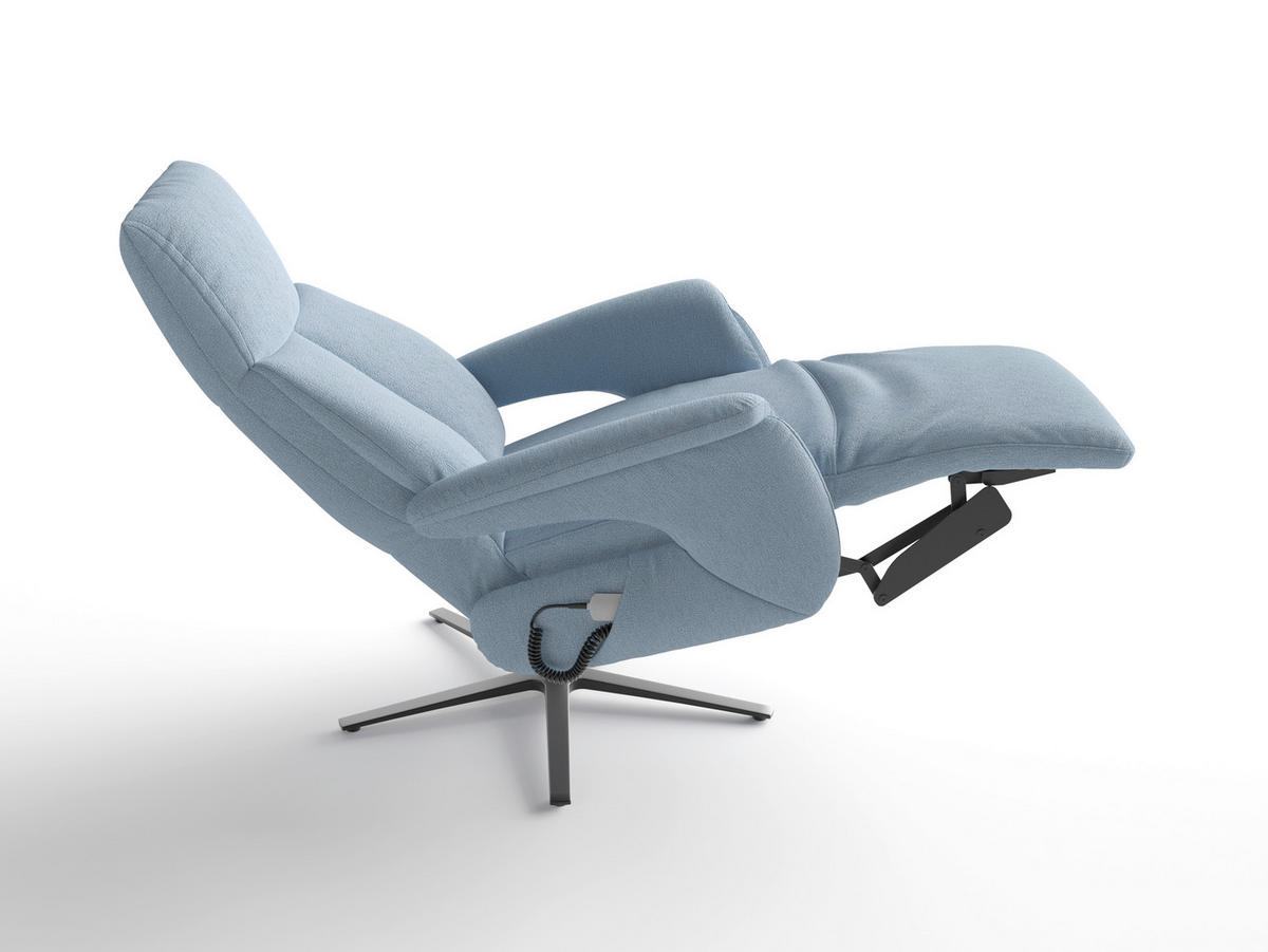 RELAXSESSEL Textil Hellblau  - Schwarz/Hellblau, Basics, Textil/Metall (75/110/85cm) - Sit & More