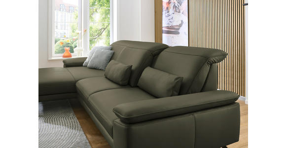 ECKSOFA in Echtleder Grau, Grün  - Schwarz/Grau, Design, Leder/Metall (193/332cm) - Dieter Knoll