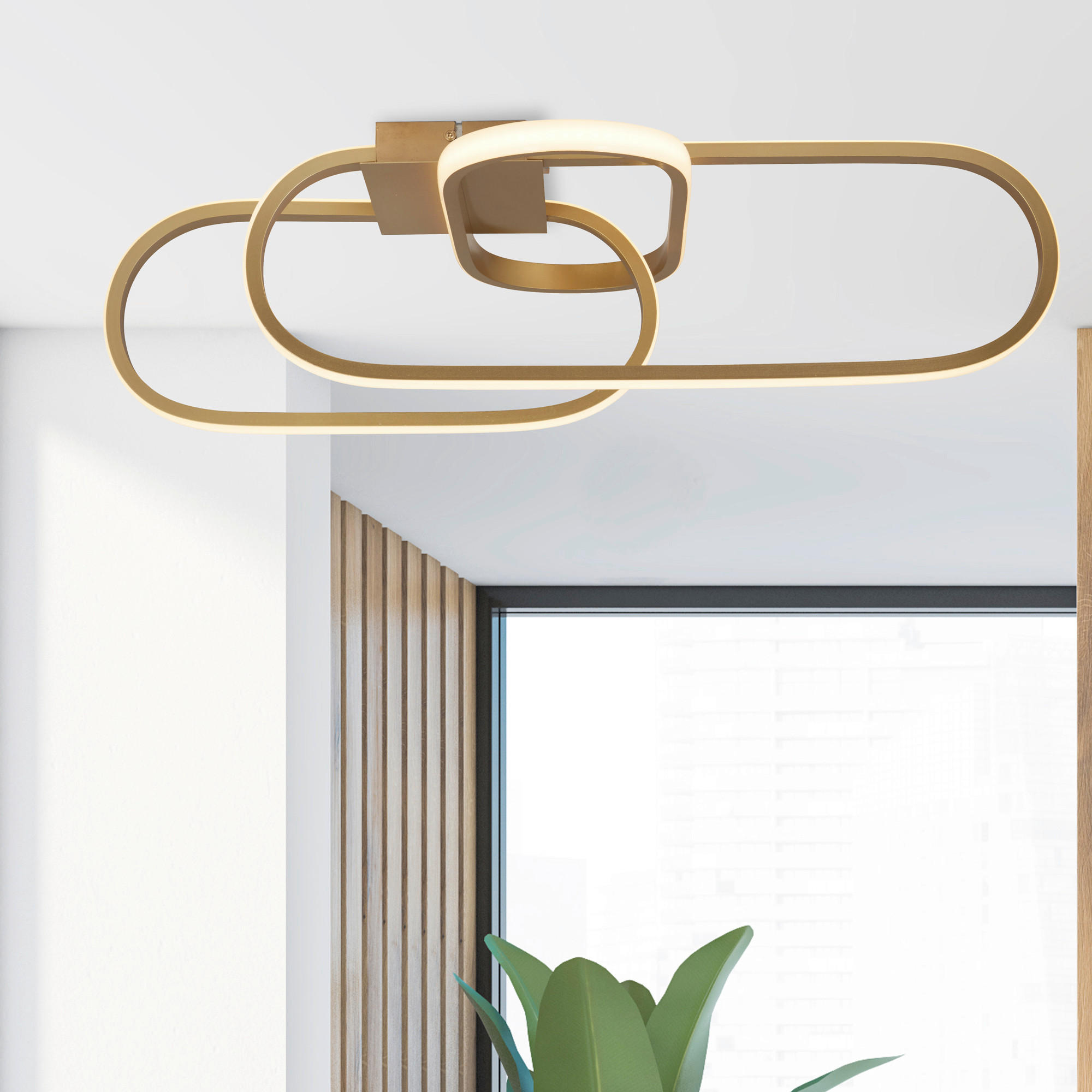 LED-DECKENLEUCHTE 65/38,5/18 cm   - Goldfarben/Weiß, Design, Metall (65/38,5/18cm)