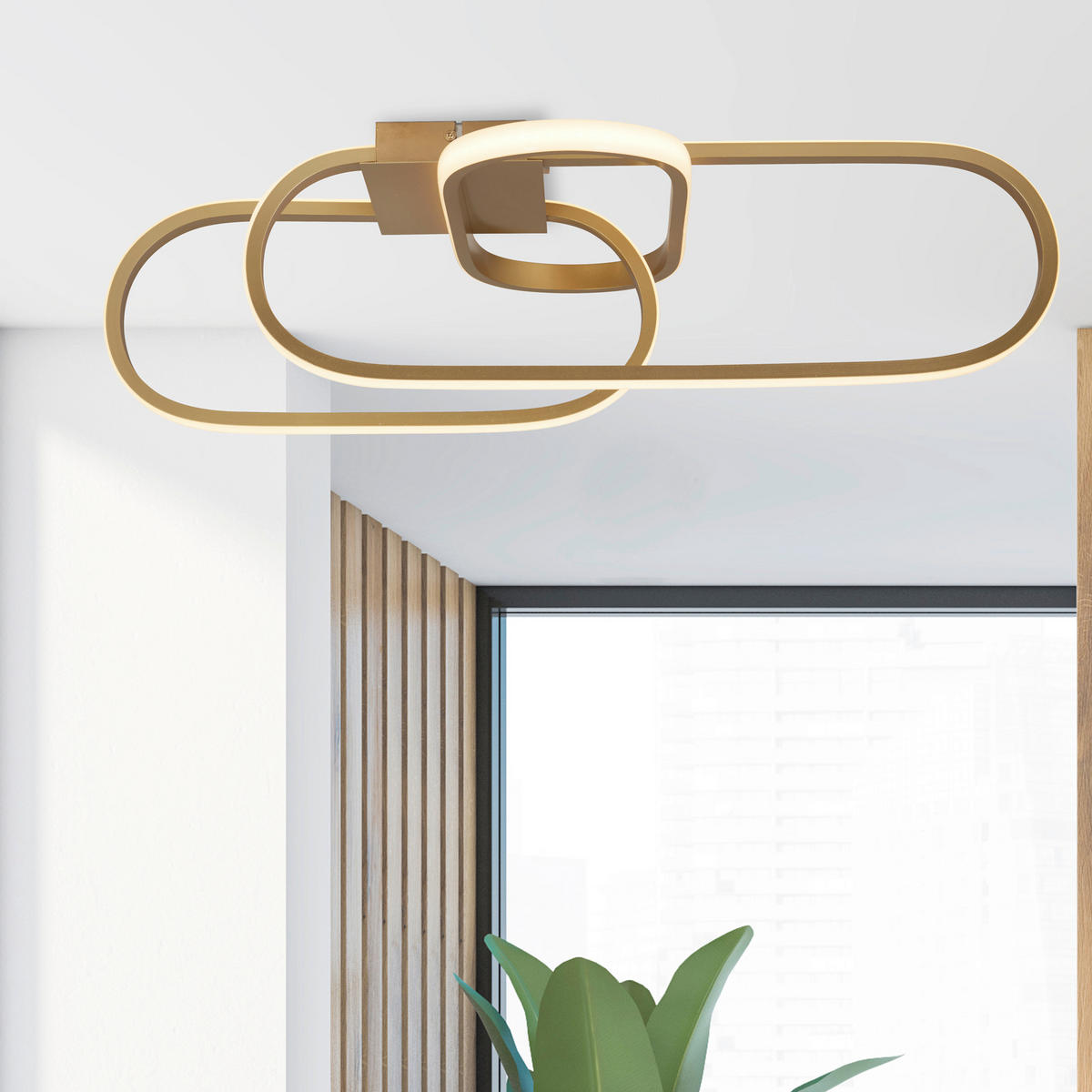 LED-DECKENLEUCHTE 65/38,5/18 cm   - Goldfarben/Weiß, Design, Metall (65/38,5/18cm)