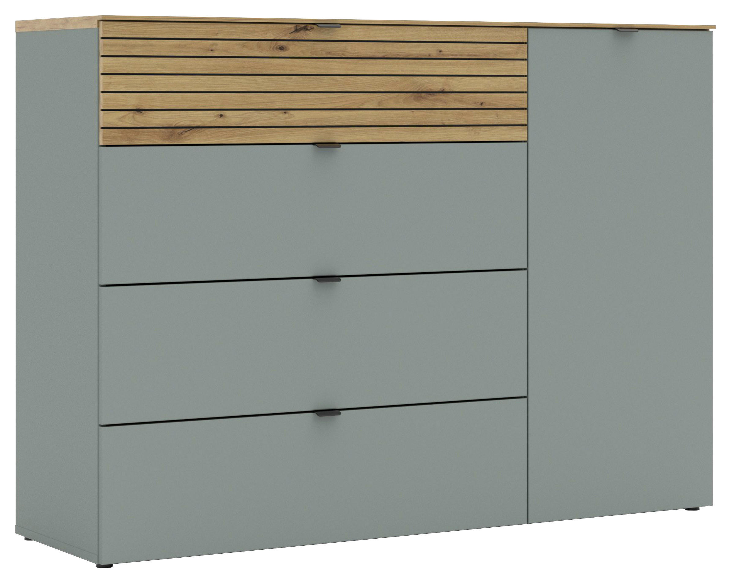 SIDEBOARD 136/99/41 cm  in Grün, Eiche Artisan  - Schwarz/Eiche Artisan, Modern, Holzwerkstoff/Metall (136/99/41cm) - Voleo