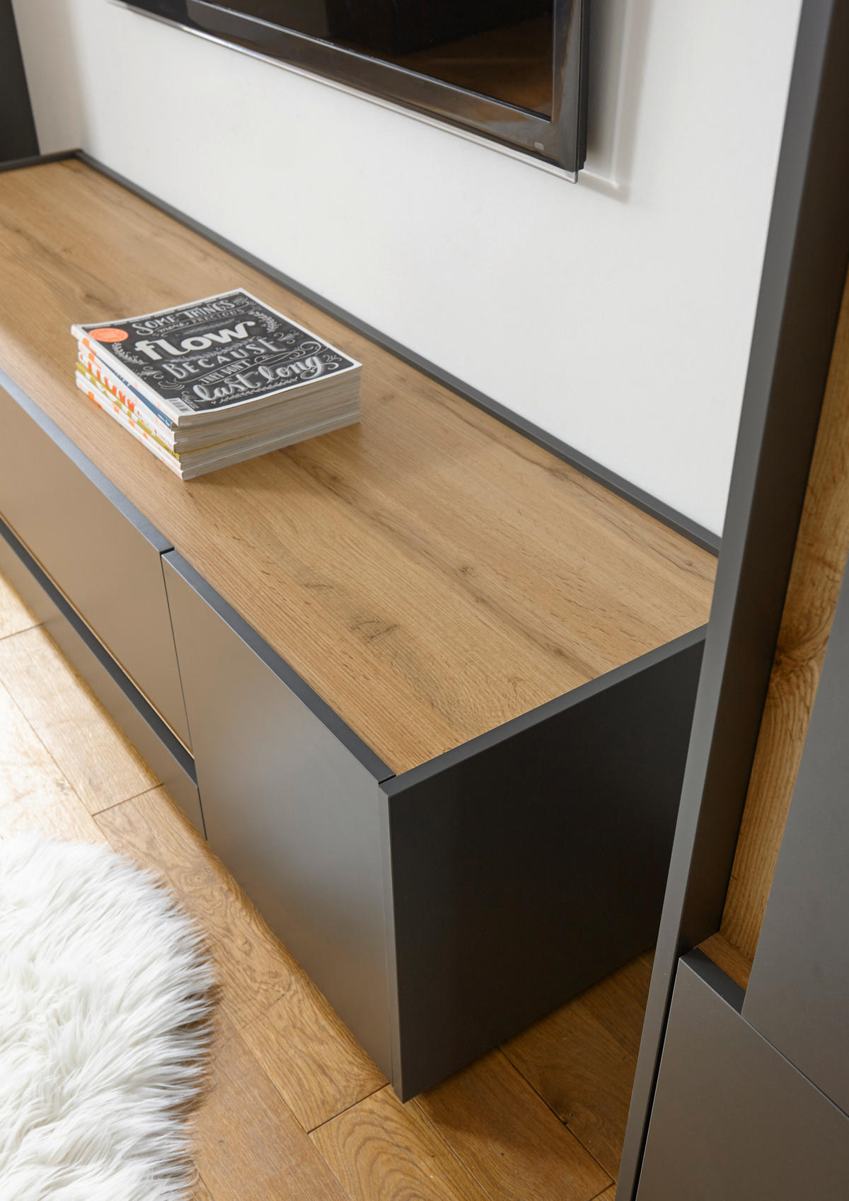 LOWBOARD  223/42/45 cm 2 Schublade(n) Beimöbel erhältlich, stehend  - Anthrazit/Eiche Wotan, Design, Holzwerkstoff/Kunststoff (223/42/45cm) - Modante