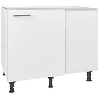 ECKUNTERSCHRANK 125/87/65 cm  - Edelstahlfarben/Weiß, MODERN, Holzwerkstoff/Metall (125/87/65cm) - Nobilia