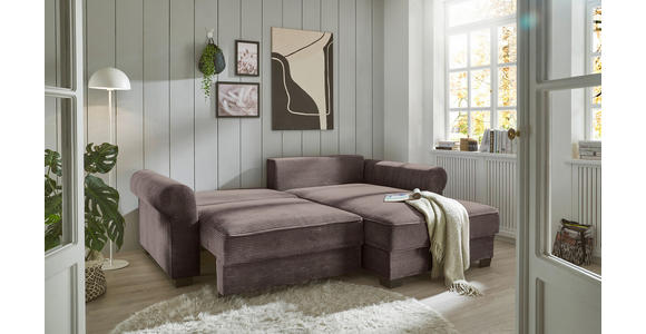 ECKSOFA Braun Cord  - Schwarz/Braun, KONVENTIONELL, Kunststoff/Textil (255/185cm) - Hom`in