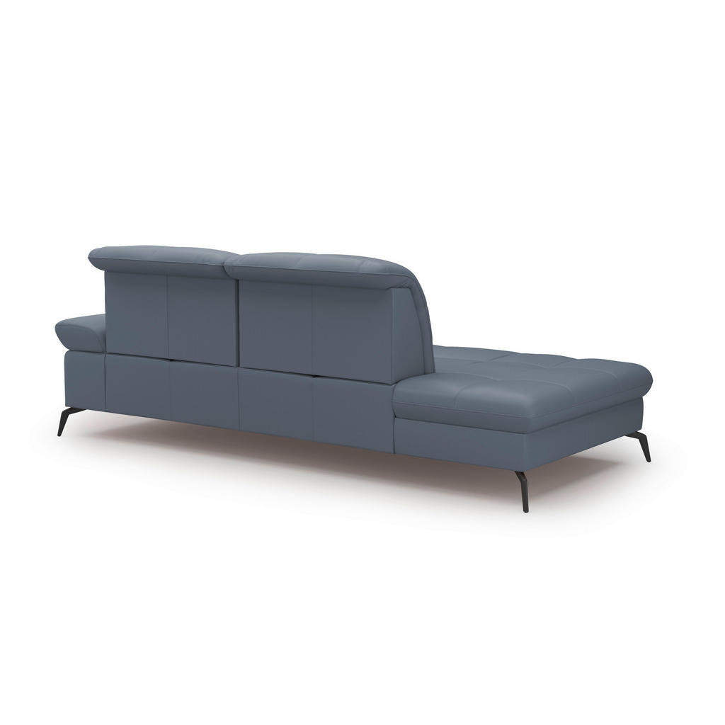 Thumbnail - Sit & More Récamiere, Graublau, Leder, Echtleder, Nappaleder, 231x90x122 cm, Goldenes M, Made in Europe, DGM-Klimapakt, ...