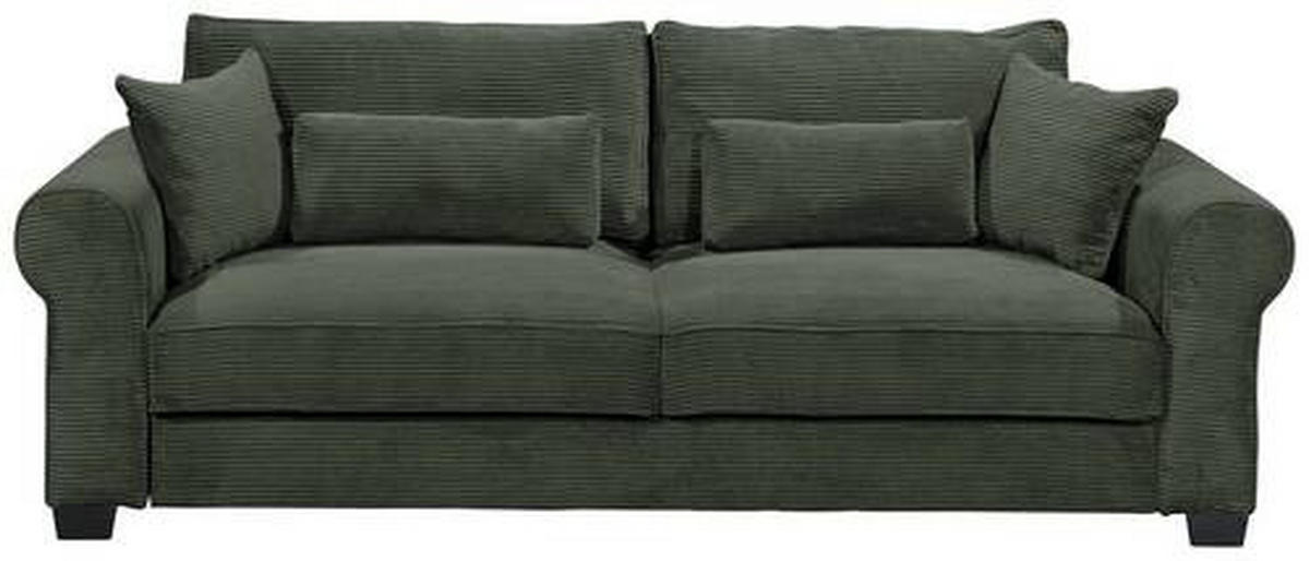 SCHLAFSOFA Cord Dunkelgrün  - Dunkelgrün/Schwarz, Basics, Kunststoff/Textil (250/95/125cm) - MID.YOU