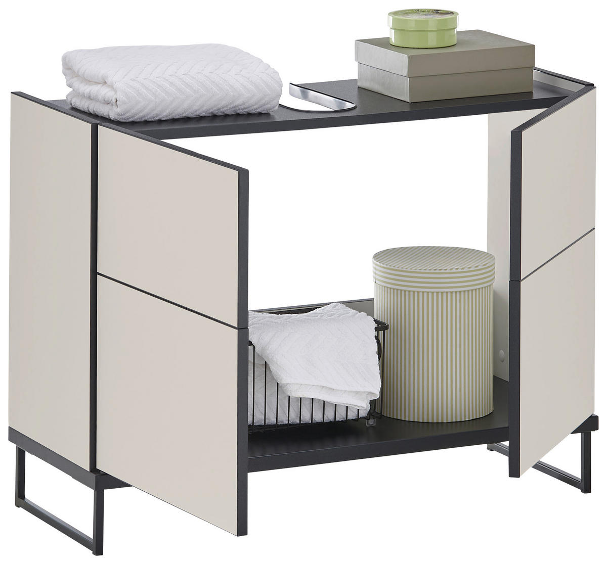 WASCHBECKENUNTERSCHRANK 80/59,4/31 cm  - Kaschmir/Schwarz, Basics, Holzwerkstoff/Metall (80/59,4/31cm) - MID.YOU