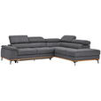 ECKSOFA in Webstoff Grau  - Schwarz/Grau, Natur, Holz/Textil (282/226cm) - Novel