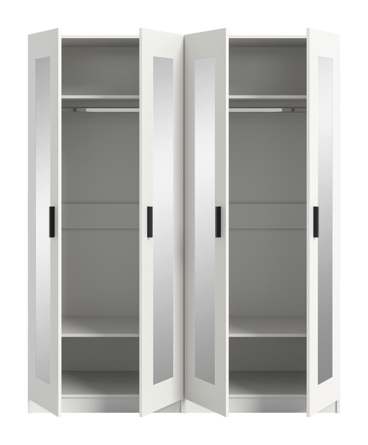 DREHTÜRENSCHRANK 160/194/56 cm,  in Weiß, 4 Tür(en)-türig  - Schwarz/Weiß, ROMANTIK / LANDHAUS, Holzwerkstoff/Kunststoff (160/194/56cm) - Livetastic