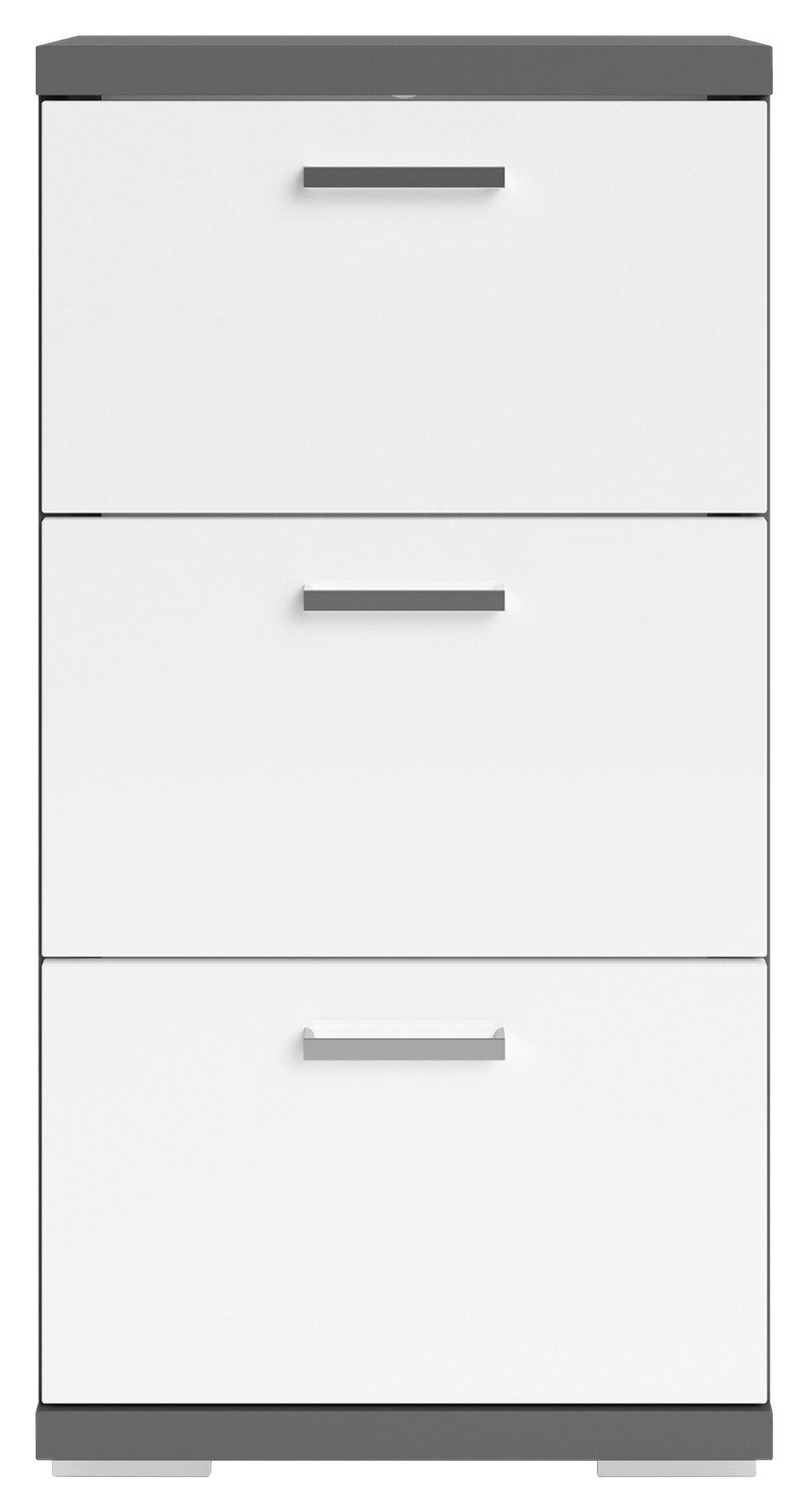UNTERSCHRANK 35,5/74/31,5 cm   - Chromfarben/Weiß Hochglanz, MODERN, Holzwerkstoff/Metall (35,5/74/31,5cm) - MID.YOU