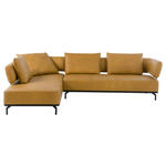 ECKSOFA in Echtleder Dunkelgelb  - Dunkelgelb/Schwarz, Design, Leder/Metall (222/282cm) - Dieter Knoll