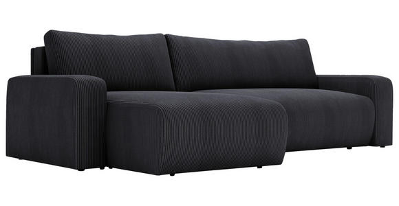 ECKSOFA in Cord Graphitfarben  - Schwarz/Graphitfarben, MODERN, Kunststoff/Textil (150/245cm) - Carryhome