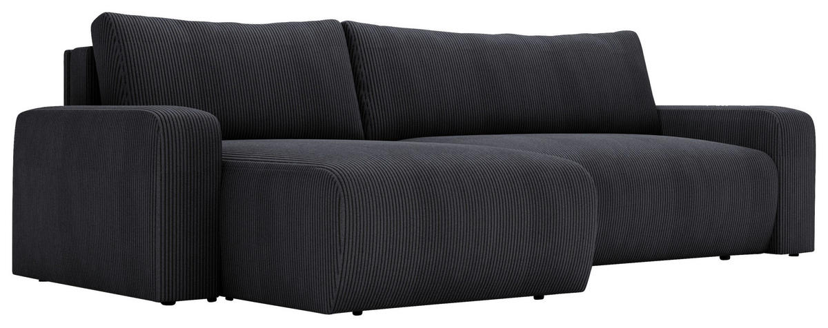 ECKSOFA in Cord Graphitfarben  - Schwarz/Graphitfarben, Modern, Kunststoff/Textil (150/245cm) - Carryhome
