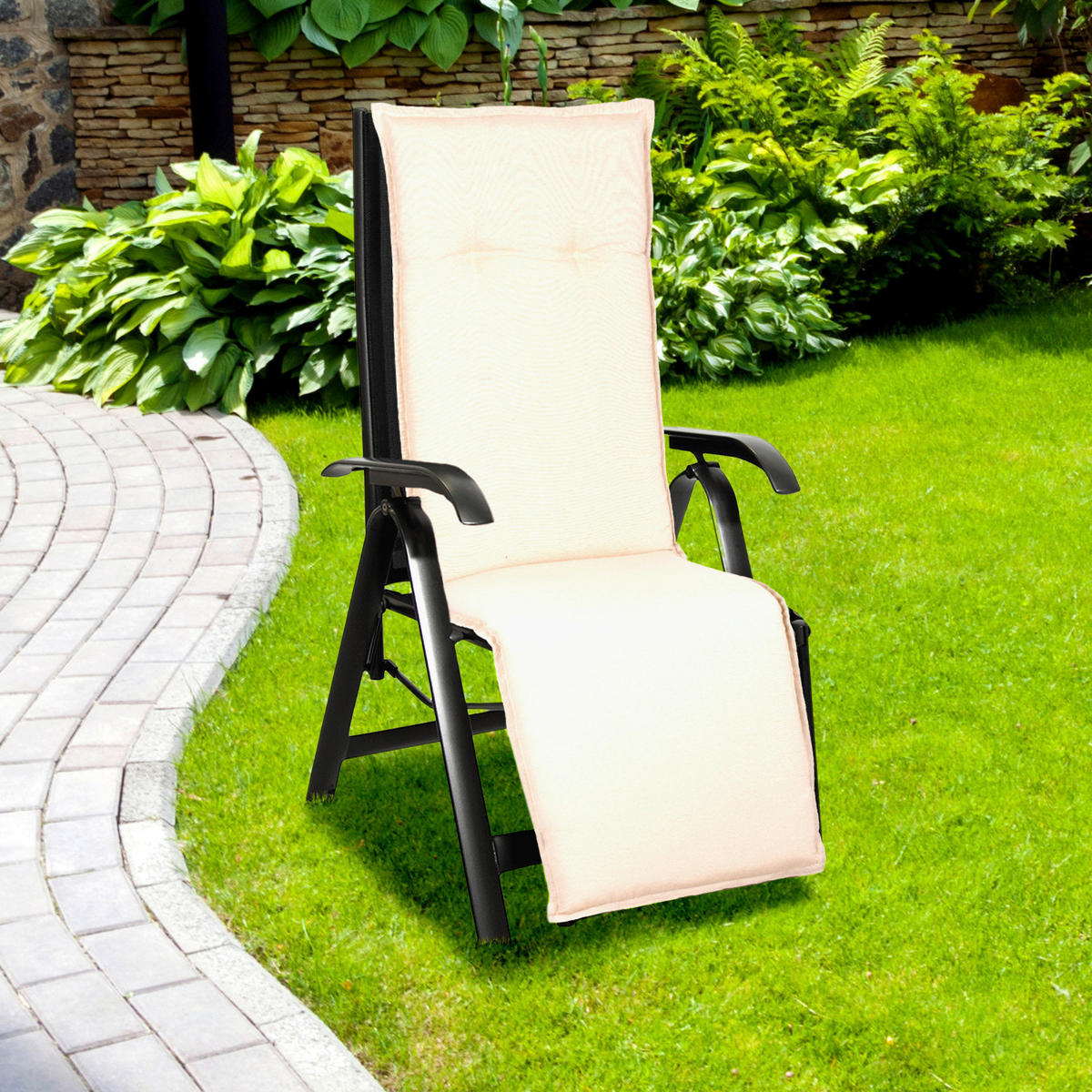 RELAXSESSELAUFLAGE in Beige Uni  - Beige, Basics, Textil (170/46/8cm) - Gardenson