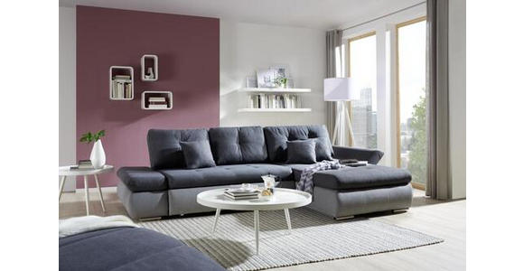 ECKSOFA in Webstoff Anthrazit, Dunkelgrau  - Chromfarben/Dunkelgrau, Design, Kunststoff/Textil (302/187cm) - Carryhome