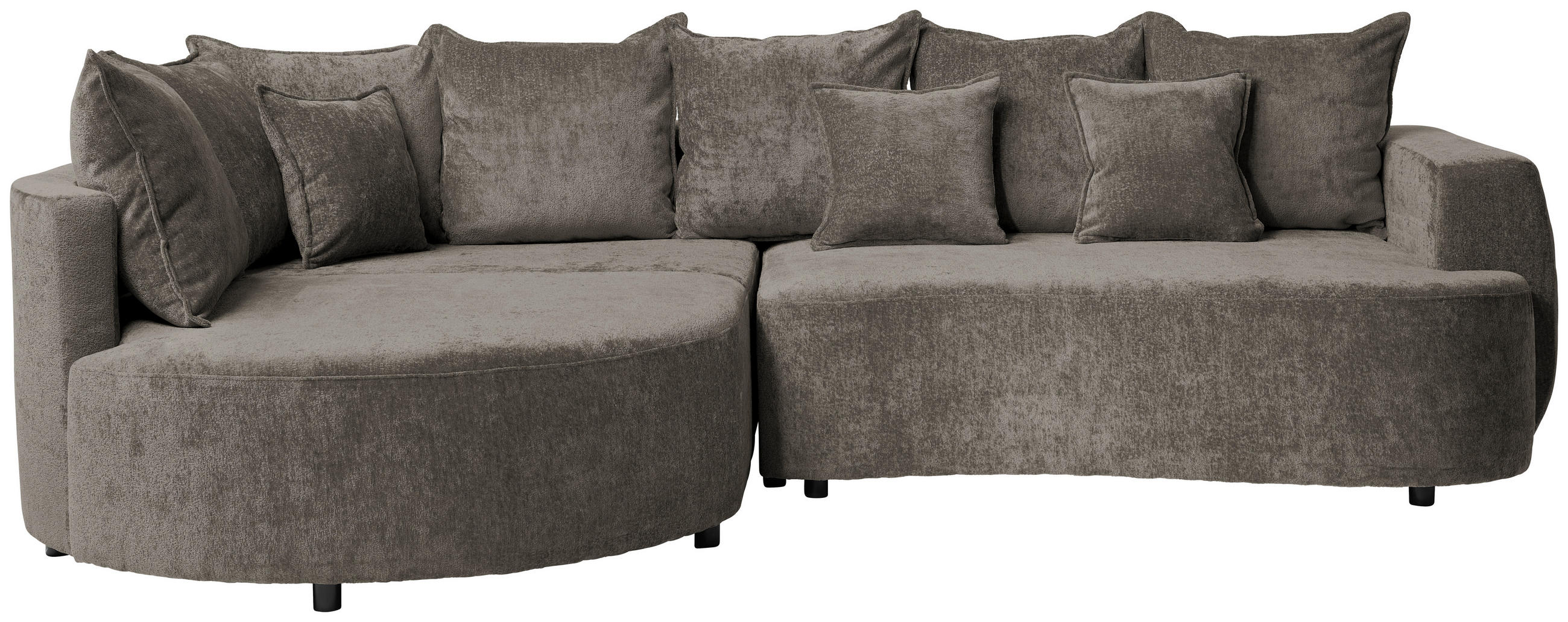 ECKSOFA Dunkelbraun Chenille  - Dunkelbraun/Schwarz, Design, Kunststoff/Textil (194/307cm) - Carryhome