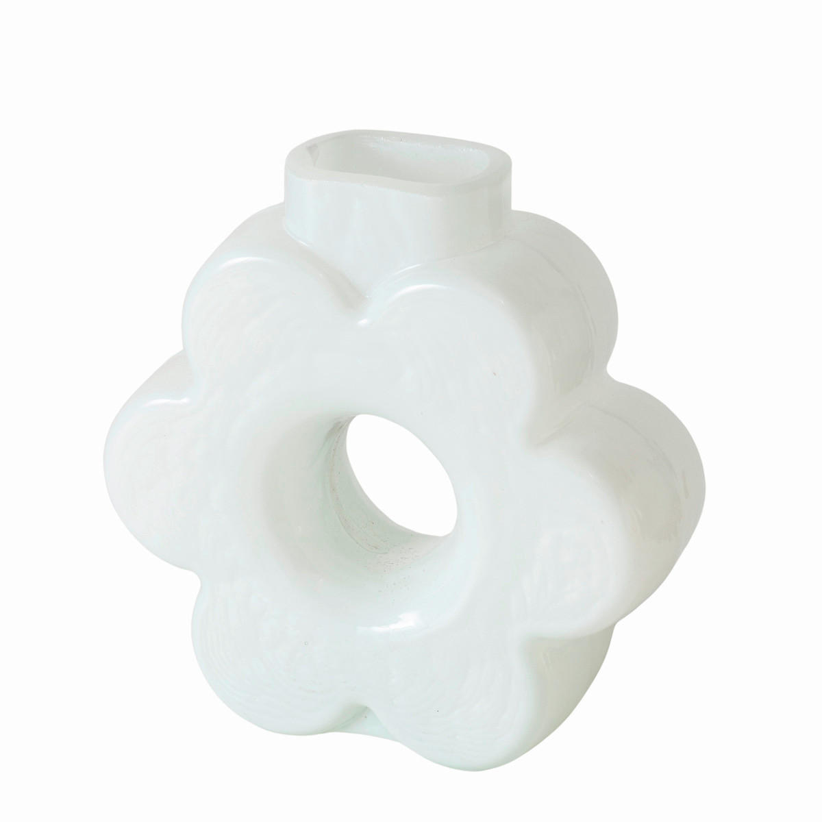 DEKOVASE  - Weiß/Grün, KONVENTIONELL, Glas (16/5,5/16cm)