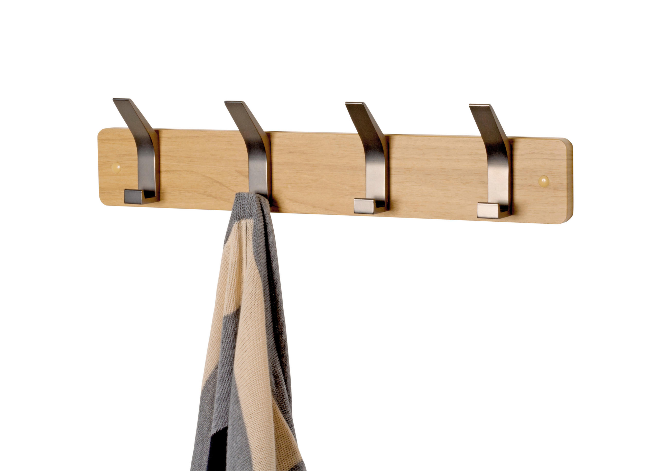 HAKENLEISTE  in Eichefarben, Edelstahlfarben  - Edelstahlfarben/Eichefarben, MODERN, Holzwerkstoff/Metall (45/10/6cm)