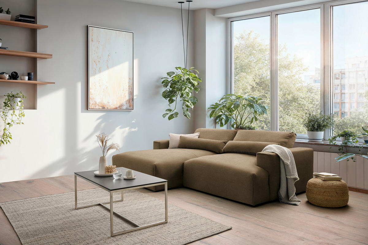 ECKSOFA Struktur Braun  - Schwarz/Braun, Design, Kunststoff/Textil (187/267cm) - Stylife