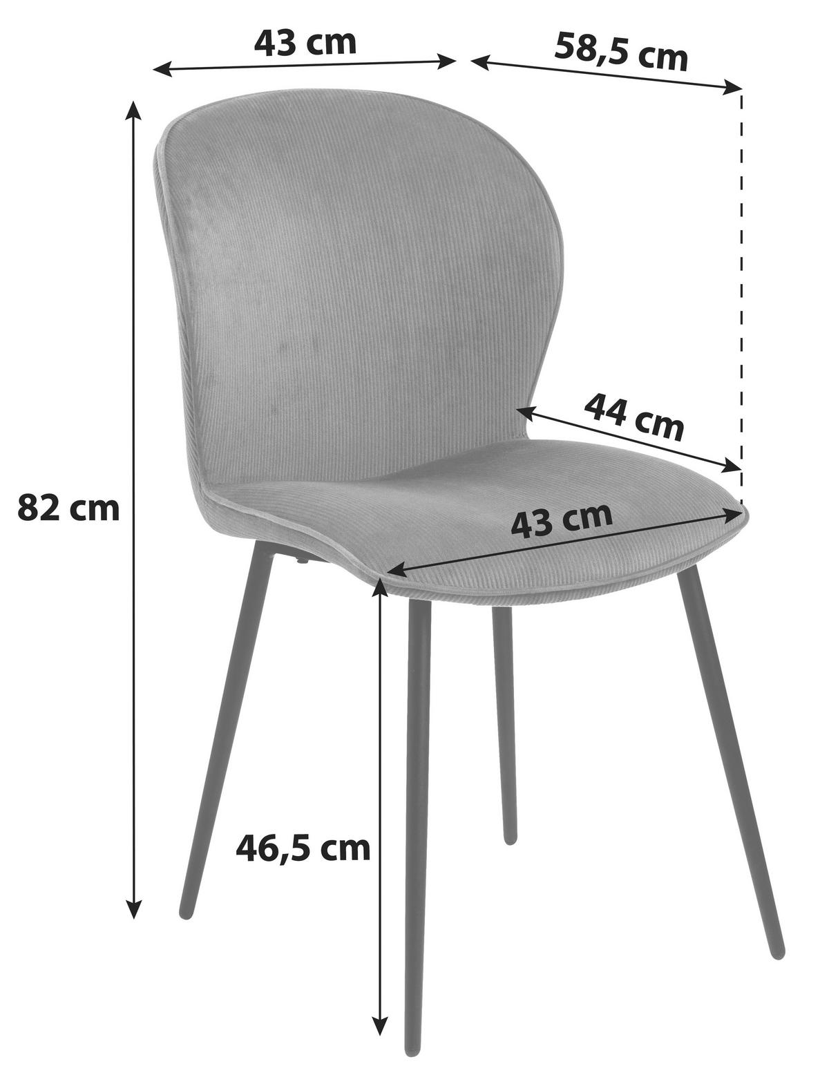 STUHL  in Stahl Velours Metall, Textil  - Schwarz/Olivgrün, KONVENTIONELL, Textil/Metall (43/82/58,5cm) - MID.YOU