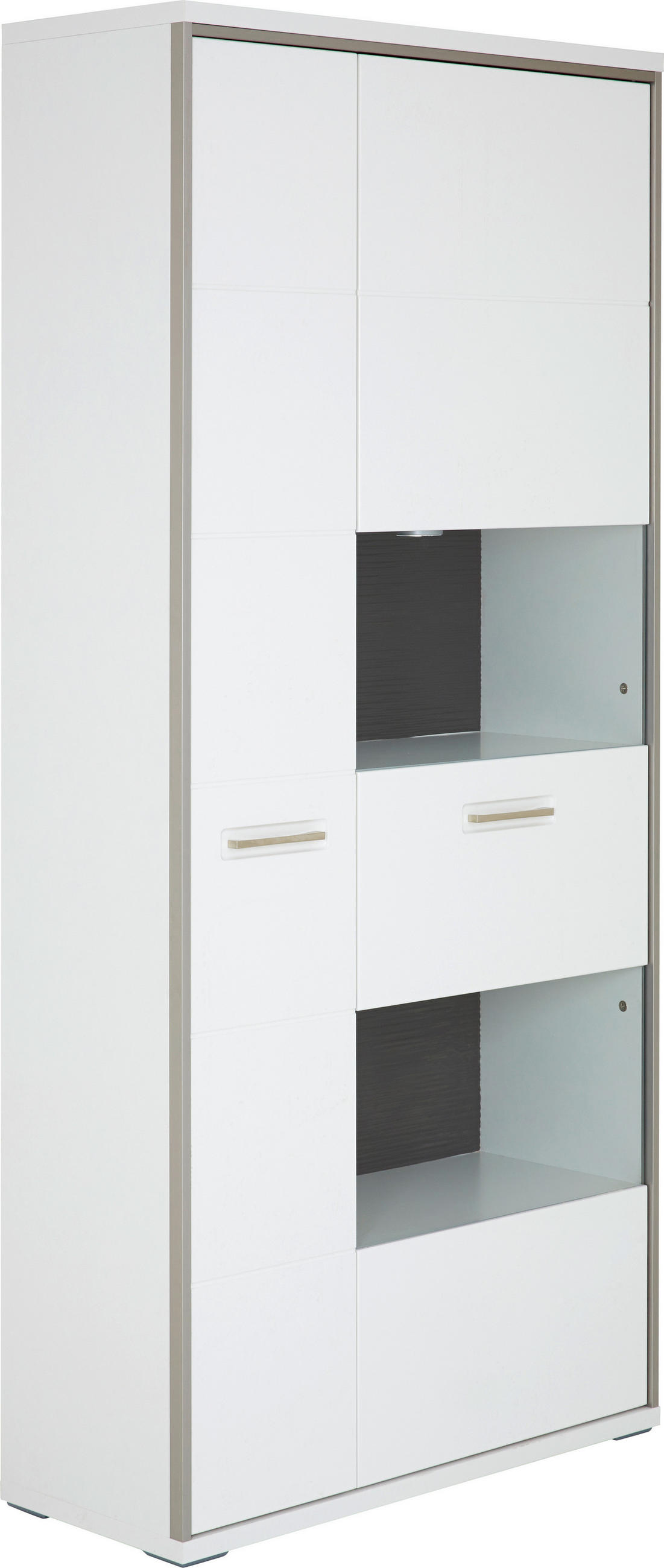 VITRINE  in Grau, Weiß, Edelstahlfarben  - Edelstahlfarben/Weiß, Design, Glas/Holzwerkstoff (94/201/38cm) - Xora