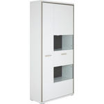 VITRINE  in Grau, Weiß, Edelstahlfarben  - Edelstahlfarben/Weiß, Design, Glas/Holzwerkstoff (94/201/38cm) - Xora