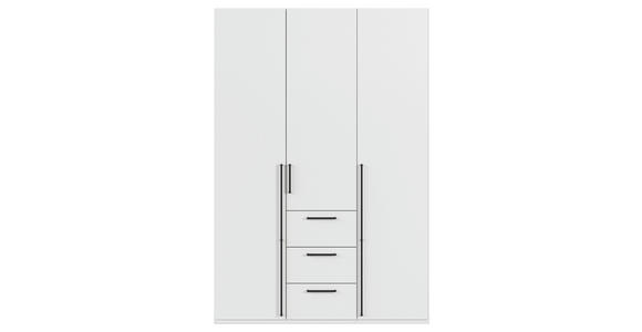 DREHTÜRENSCHRANK 151/235/61 cm,  in Weiß, 3-türig  - Schwarz/Weiß, Basics, Holzwerkstoff/Metall (151/235/61cm) - Novel