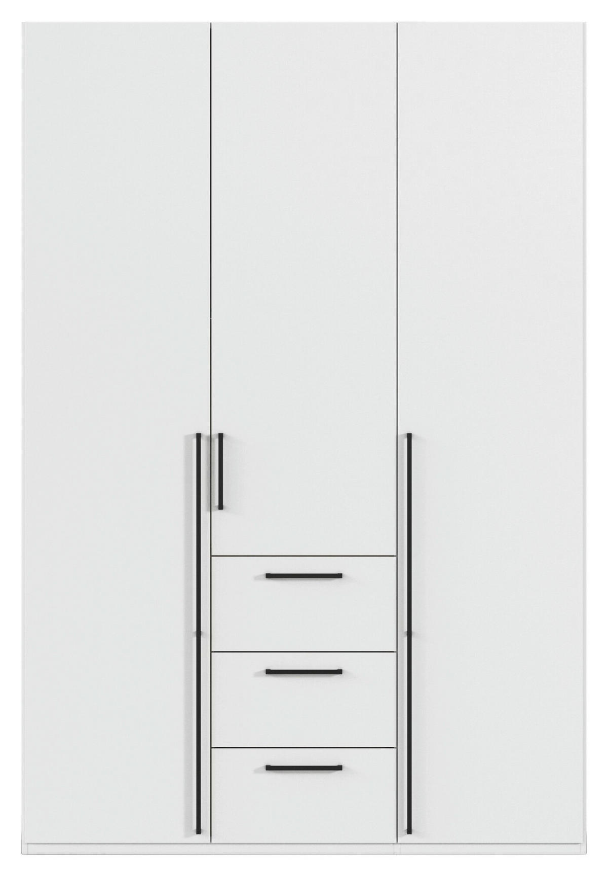 DREHTÜRENSCHRANK 151/235/61 cm,  in Weiß, 3-türig  - Schwarz/Weiß, Basics, Holzwerkstoff/Metall (151/235/61cm) - Novel