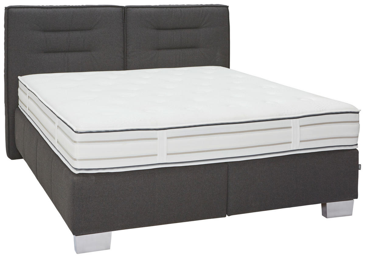 BOXSPRINGBETT 160/200 cm  in Schwarz  - Chromfarben/Schwarz, KONVENTIONELL, Textil (160/200cm) - Dieter Knoll