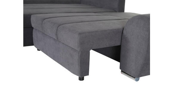 ECKSOFA Dunkelgrau Flachgewebe  - Chromfarben/Dunkelgrau, KONVENTIONELL, Textil/Metall (175/270cm) - Carryhome