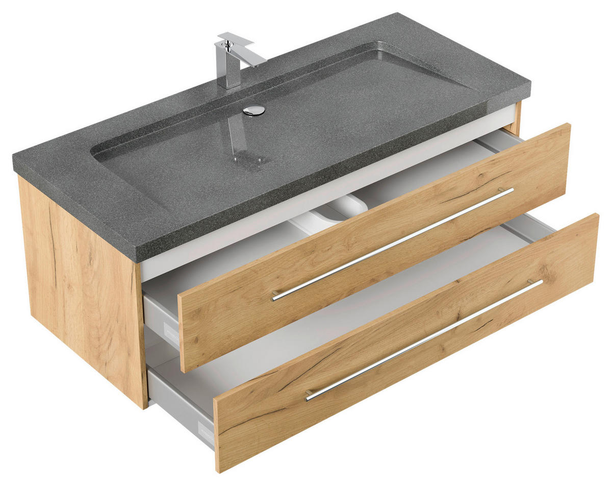 WASCHTISCHKOMBI 130 cm  - Eichefarben, Basics, Holzwerkstoff/Stein (130cm) - MID.YOU