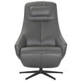 RELAXSESSEL Echtleder Nierenkissen, Nackenkissen    - Dunkelgrau/Schwarz, Design, Leder/Metall (74/86-162/88-114cm) - Xora