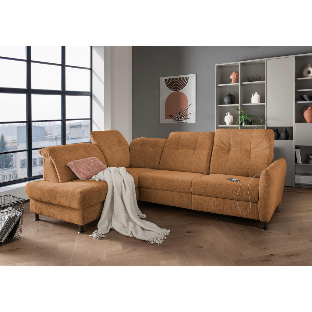 Thumbnail - Livetastic Ecksofa, Currygelb, Textil, Uni, 3-Sitzer, L-Form, 270x198 cm, Made in Europe, seitenverkehrt erhältlich, Rüc...